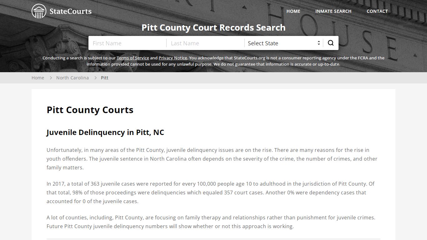 Pitt County, NC Courts - Records & Cases - StateCourts