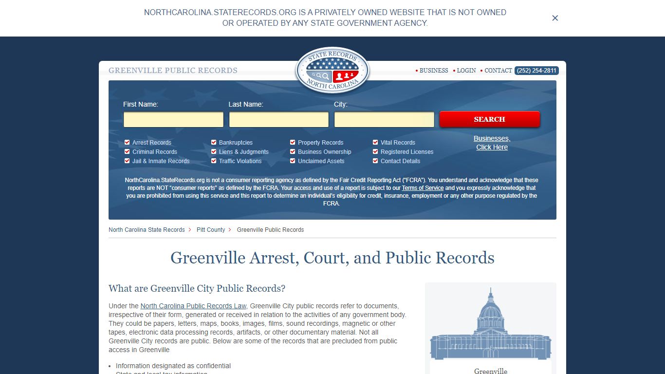 Greenville Arrest and Public Records | North Carolina.StateRecords.org